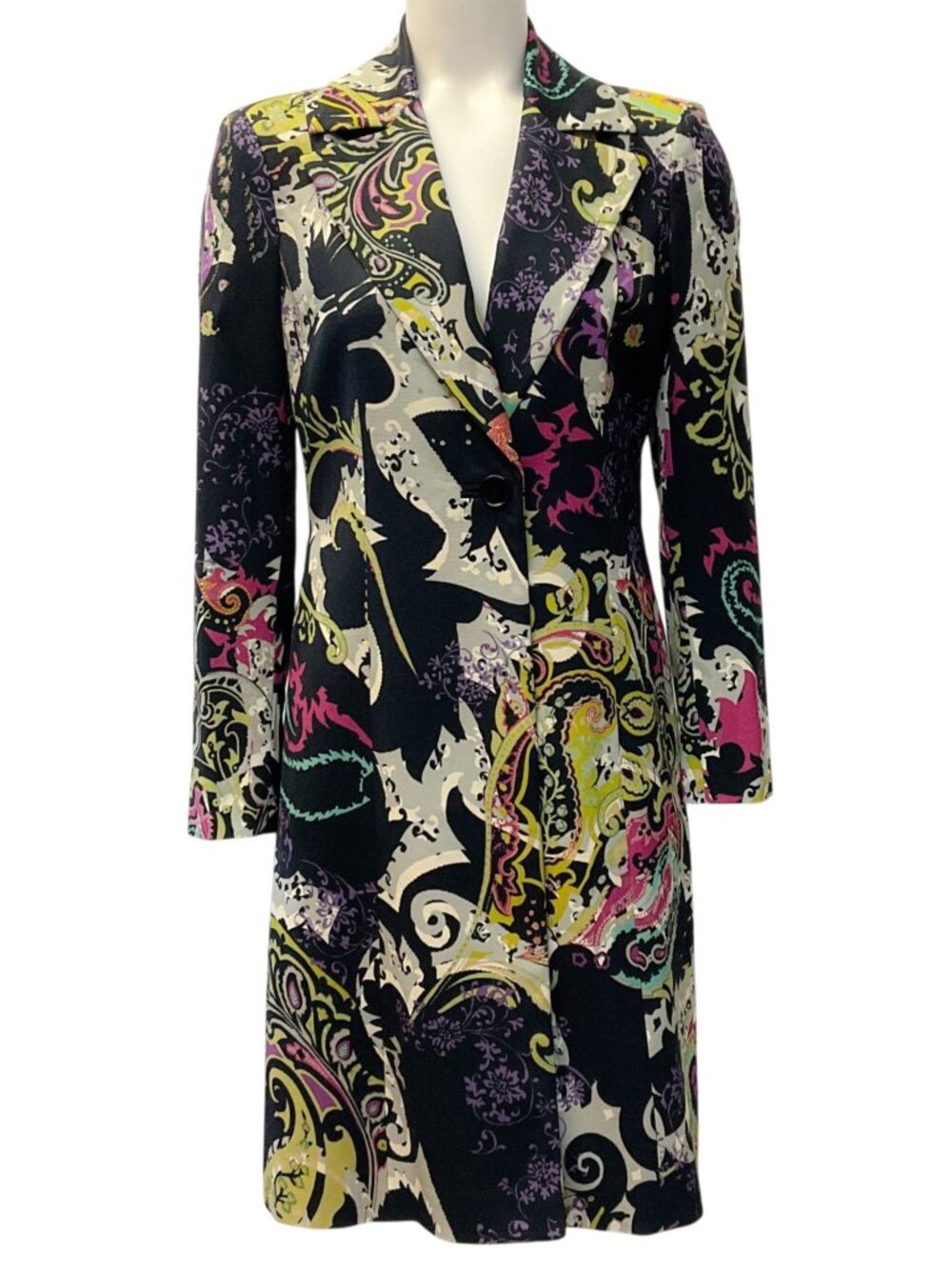 Etro Black Multi Paisley Coat